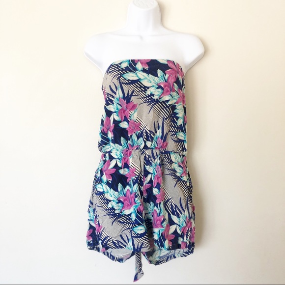 Forever 21 Pants - Tropical Floral Strapless Romper | FOREVER 21 -